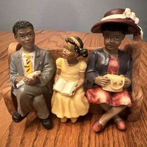 Vintage African-American Family Church Pew Religious Figurine Shelf Sitter